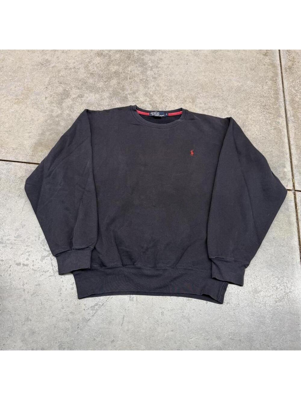 vintage polo ralph lauren black and red small logo crewneck size medium